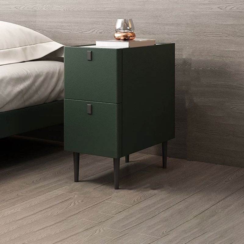 Modern Style Leather Polychromatic Choice of Black Cabinet Leg Nightstand