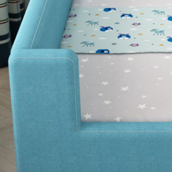 Modern Nursery Crib Upholstered Wood with Guardrail Nursery Bed