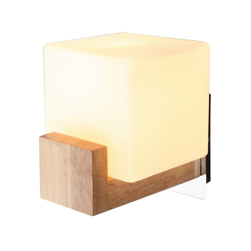 Contemporanea 1 head sconce leggero illuminazione a parete quadrata a parete quadrata con tonalità di vetro bianco