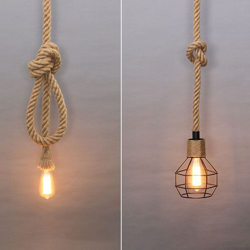 Vintage Hemp Rope Pendant Light LED American Style Hemp Rope Pendant Light