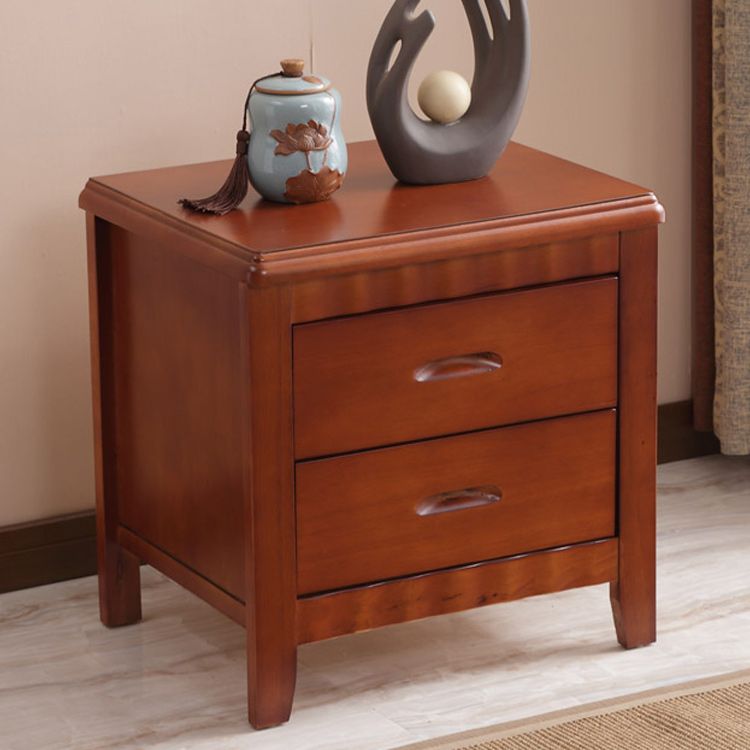 Contemporary Nightstand Solid Wood Bedside Cabinet with Drawers