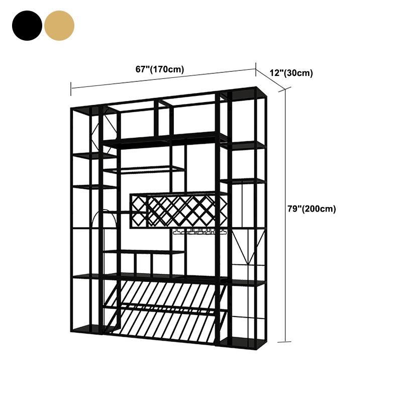 Luxury Metal Wine Holder Rack Freestanding with Shelf Wine Rack 78.7"H