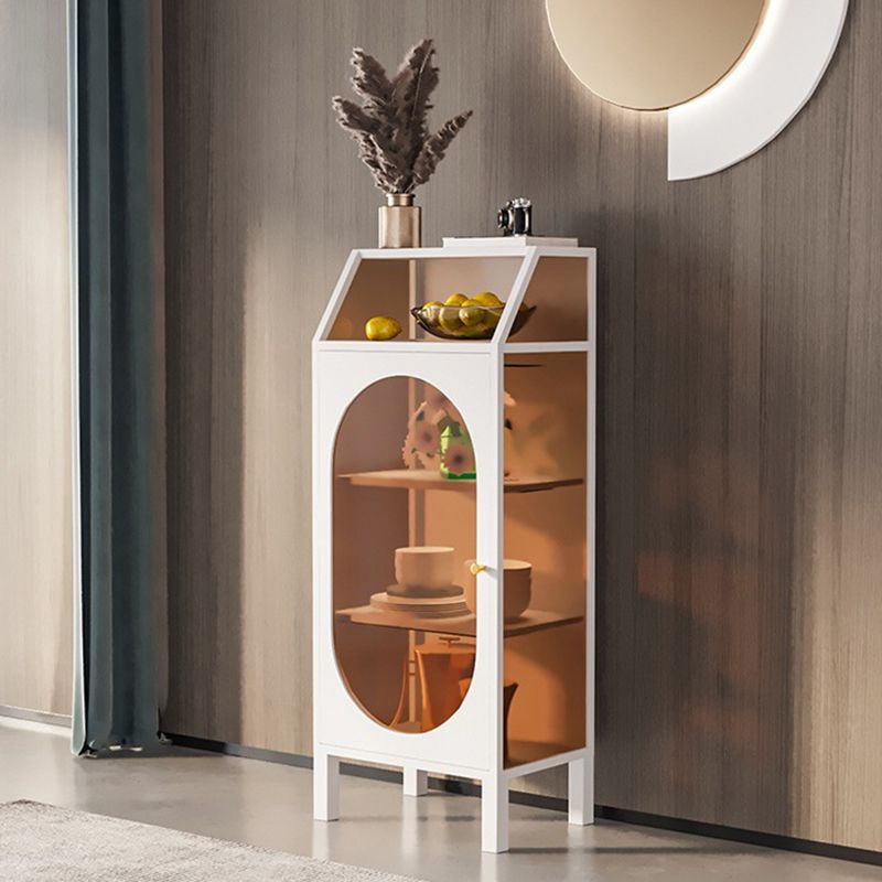 Industrial Curio Cabinet Metal Glass Doors Display Cabinet with 1 Door for Living Room