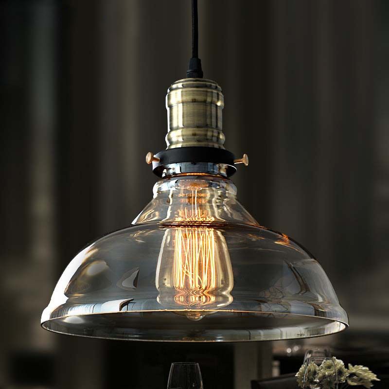 Retro Industrial 1 Light Pendant Barn Clear Glass Pendant Lighting  for Coffee Shop