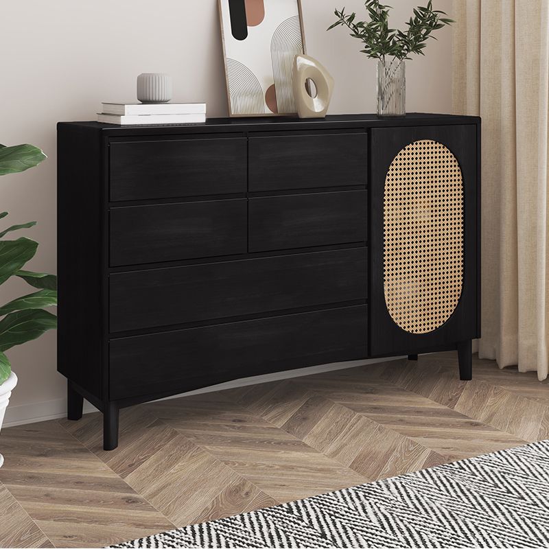 Modern Sideboard Rubberwood Sideboard Cabinet with Doors for Dining Room