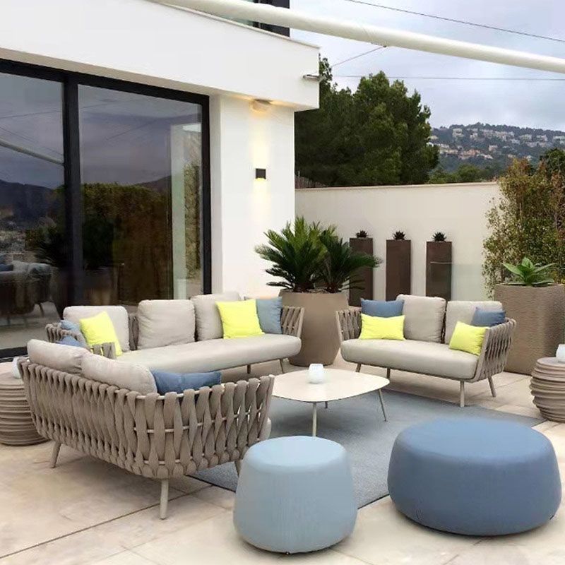 Contemporary Metal Frame Outdoor Sofa Water Resistant Patio Sofa with Cushion