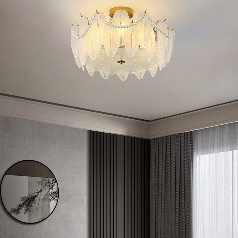 Household Ceiling Light Modern Glass Flush Mount Light Fixture for Bedroom