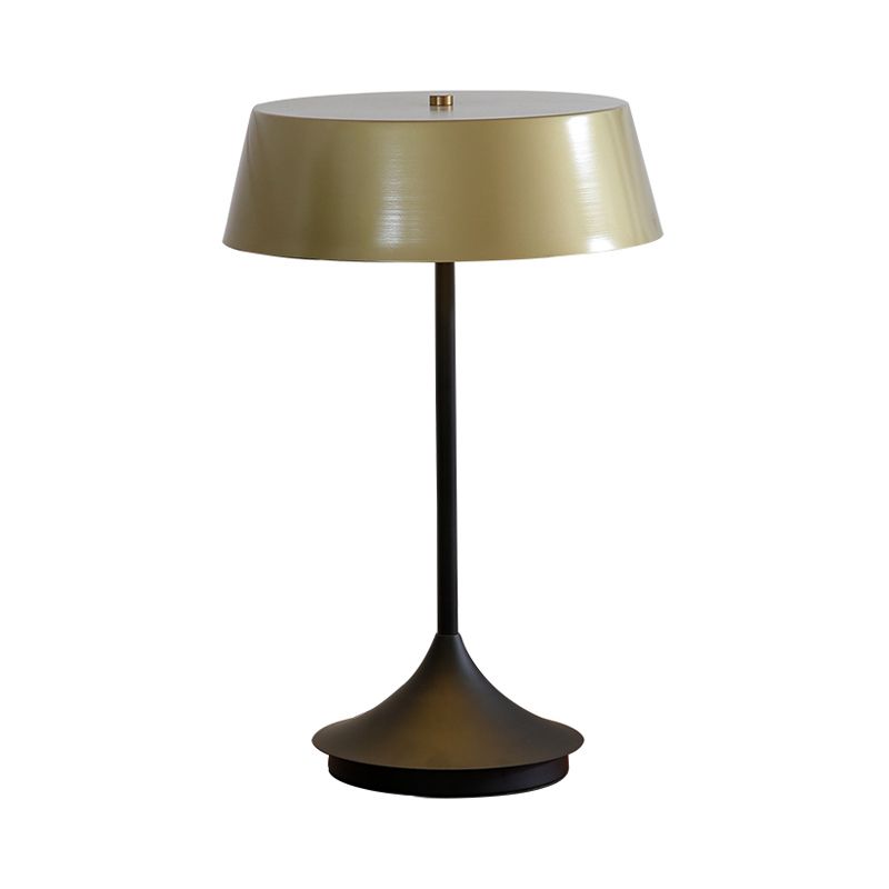 Light Brown Finish Bowl Night Table Light Post Modern 1 Head Metallic Nightstand Lamp