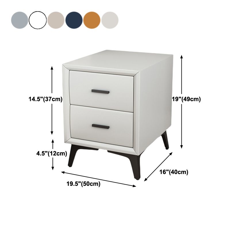 19" H Modern Nightstand Faux Leather 2-Drawer Storage Night Table with Legs