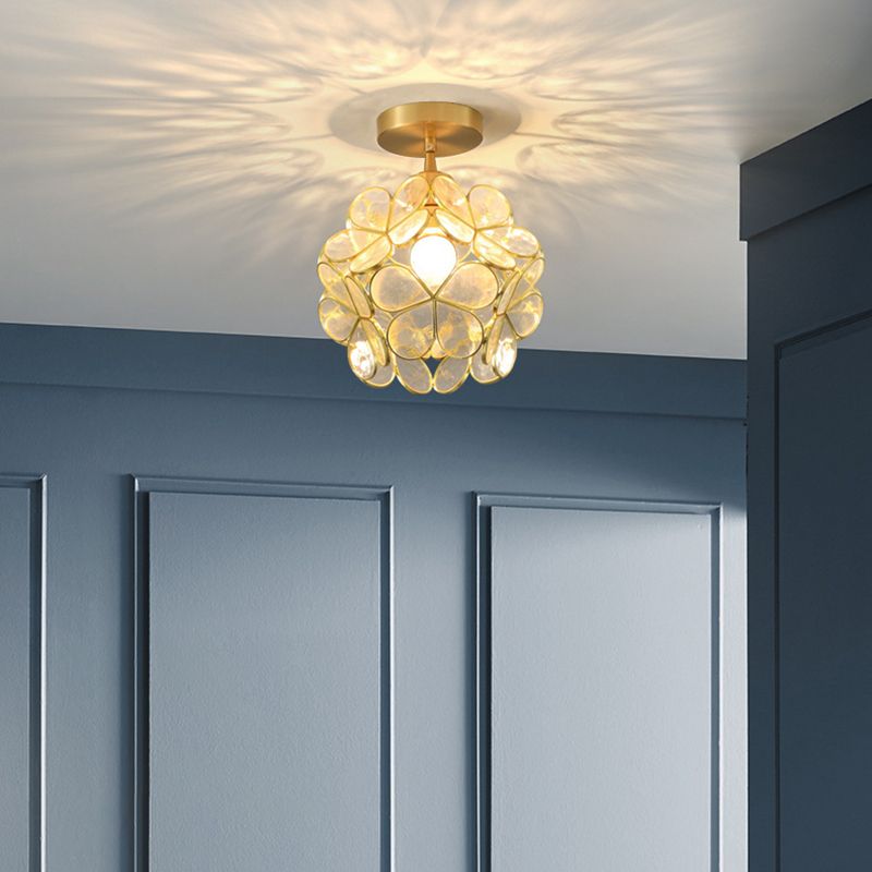 Modern Ceiling Light 1-Light Ceiling Mount Light with Glass Shade for Aisle