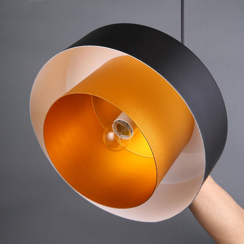 Tiered Drum Suspension Lamp Modern Metal 1 Bulb Black/Brown Ceiling Pendant Light for Dining Room with Acrylic Diffuser