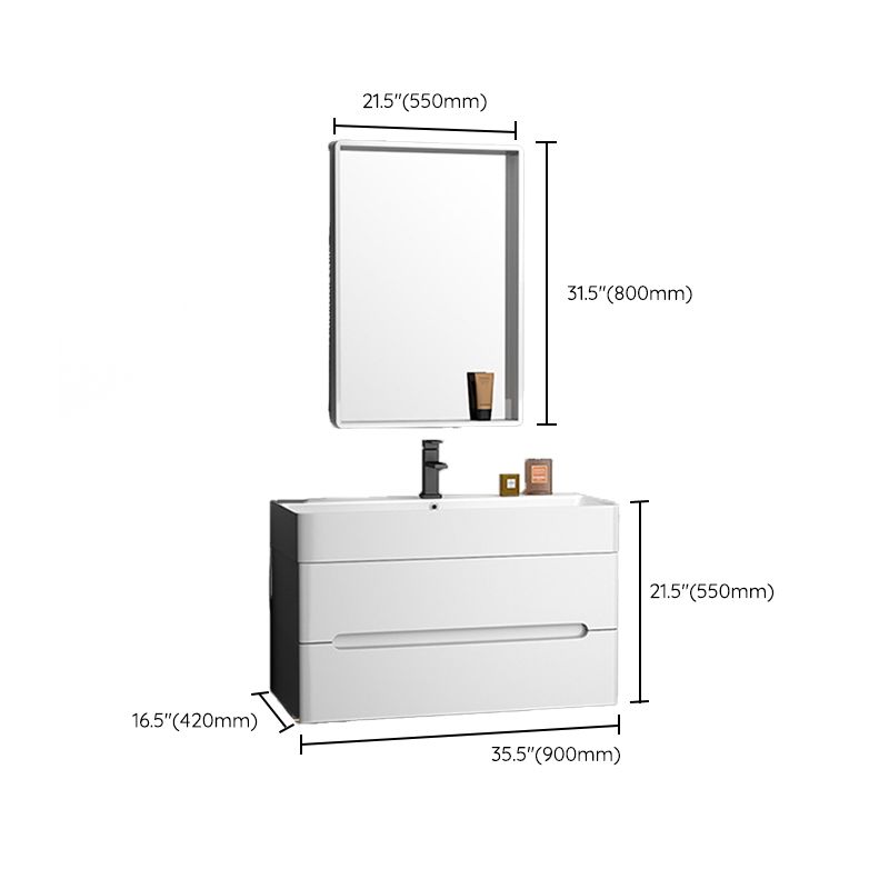 Modern Wooden Sink Vanity White Wall Mount Bathroom Vanity Cabinet with Mirror