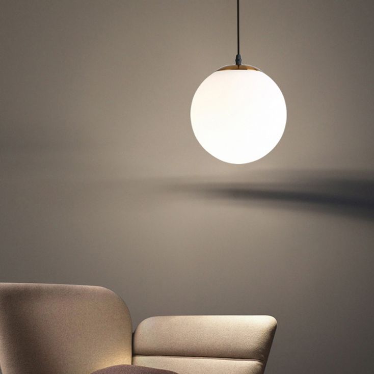 1 Licht bolvormig hanglamp Modern eenvoudig mat wit glas glas eettafel hangende lamp