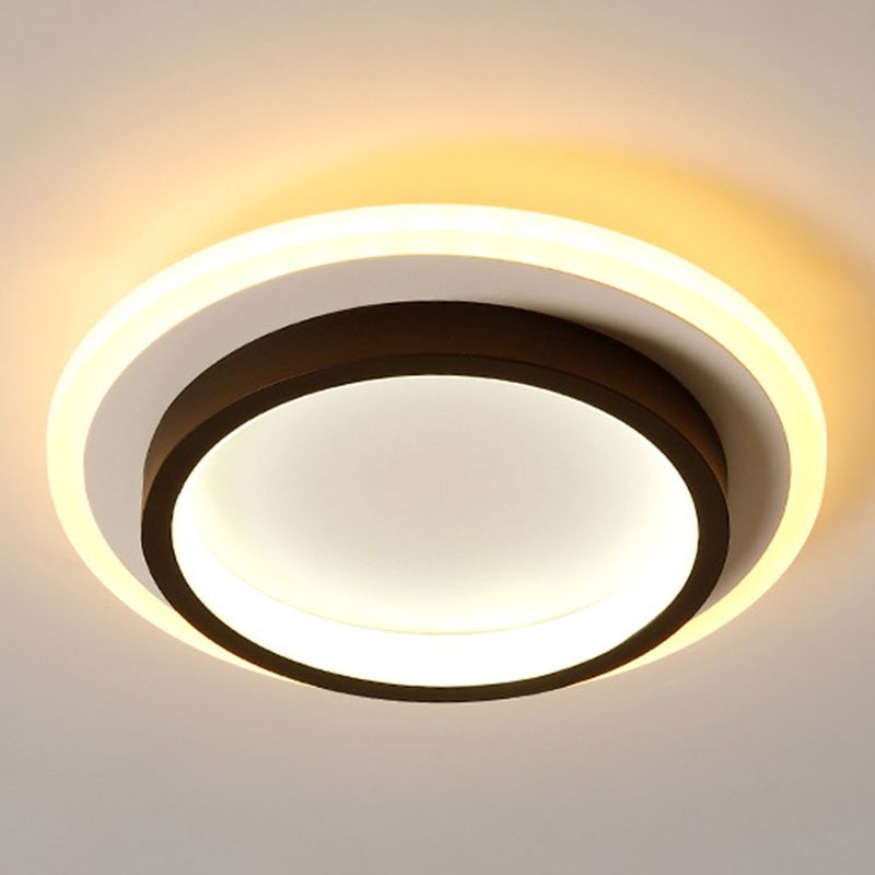 LED Modern Flush Mount Geometric Shape Metal Ceiling Light with Acrylic Shade for Bedroom