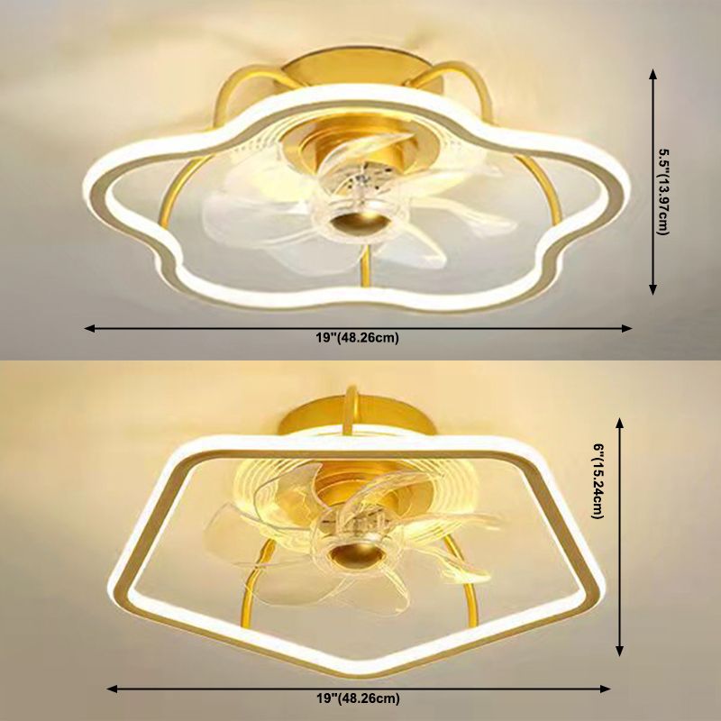 Acrylic Gold LED Ceiling Fans in Kids Creative Style Wrought Iron Ceiling Light for Bedroom