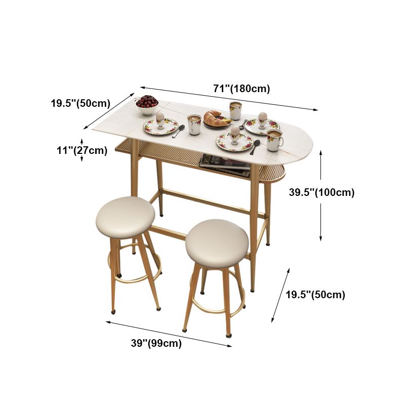 Tempered Glass & Marble Bar Table Specialty Table Top Legs Table -39.4" H