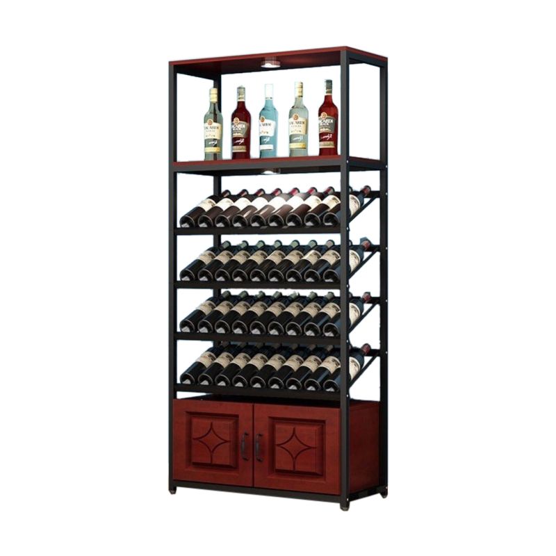 Freestanding Mid-Century Modern Wine Holder Wood and Metal Wine Jail Manufactured Wood