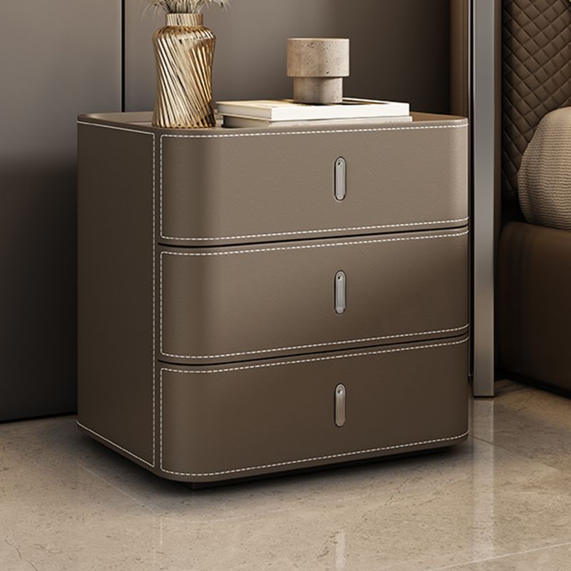 Glam Accent Table Nightstand Stone Nightstand with 3 Drawers