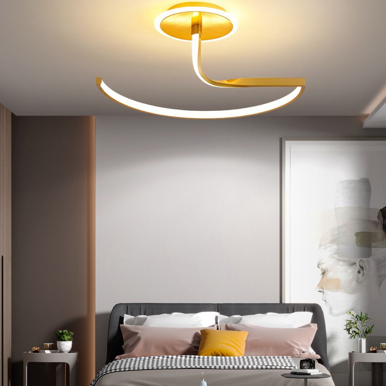 Courbe plafond lampe minimaliste Métallière Métallière linéaire Semi Flush LED LED LED