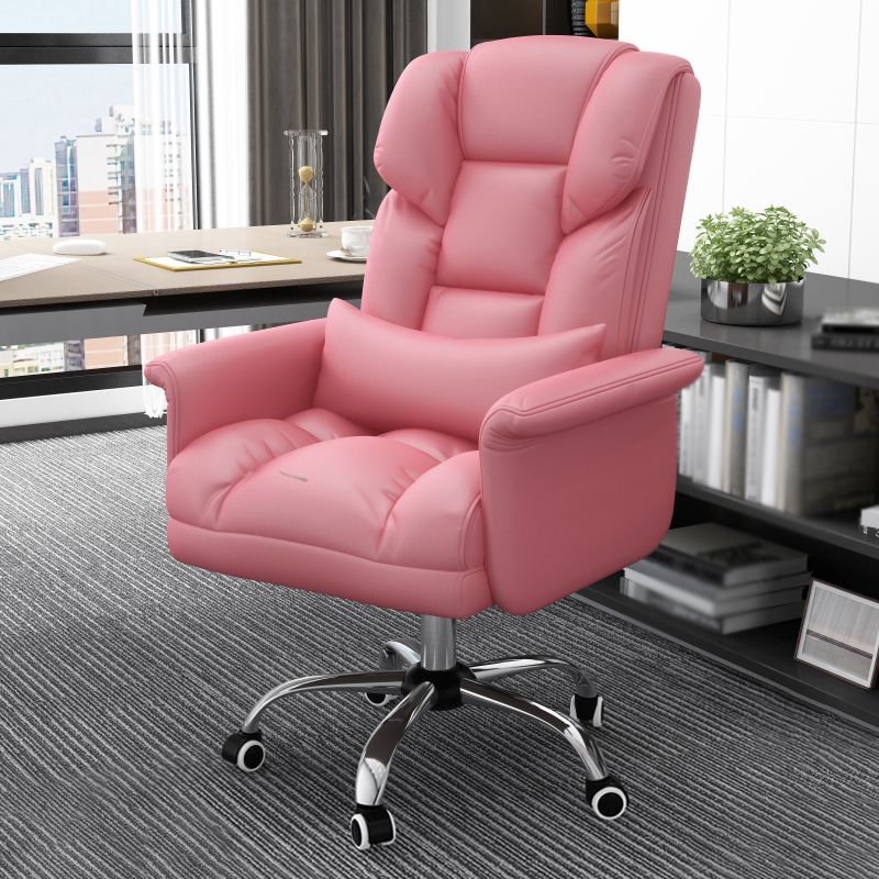 Chrome Metal Frame Modern Desk Chair with Padded Arms Executive Task Chair with High Back