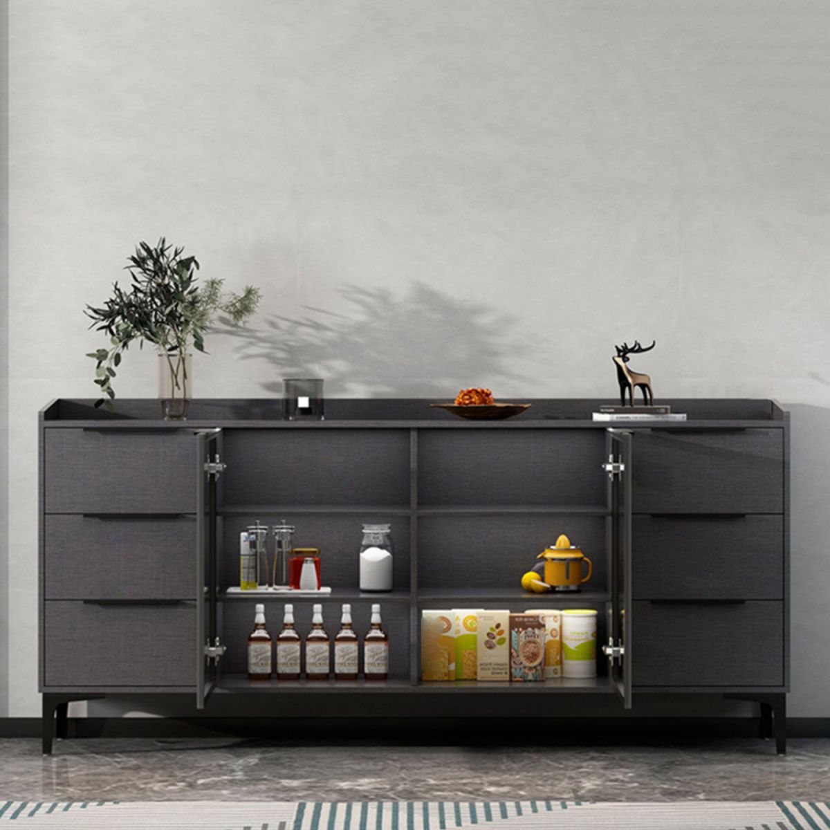 Modern Style Sideboard Sintered Stone Sideboard with Drawers for Living Room