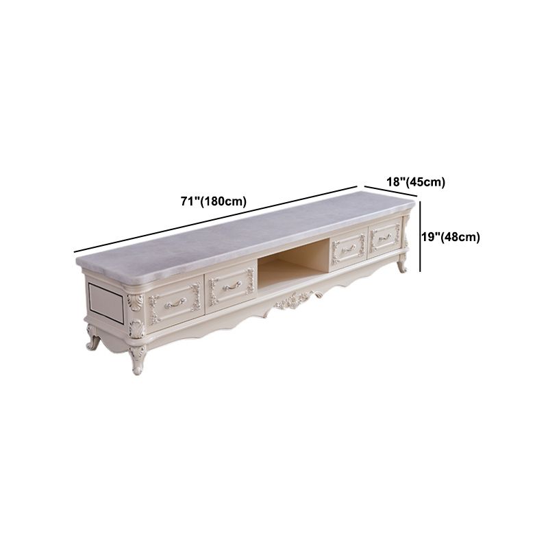 Solid Wood Media Console TV Stand Glam White TV Media Console