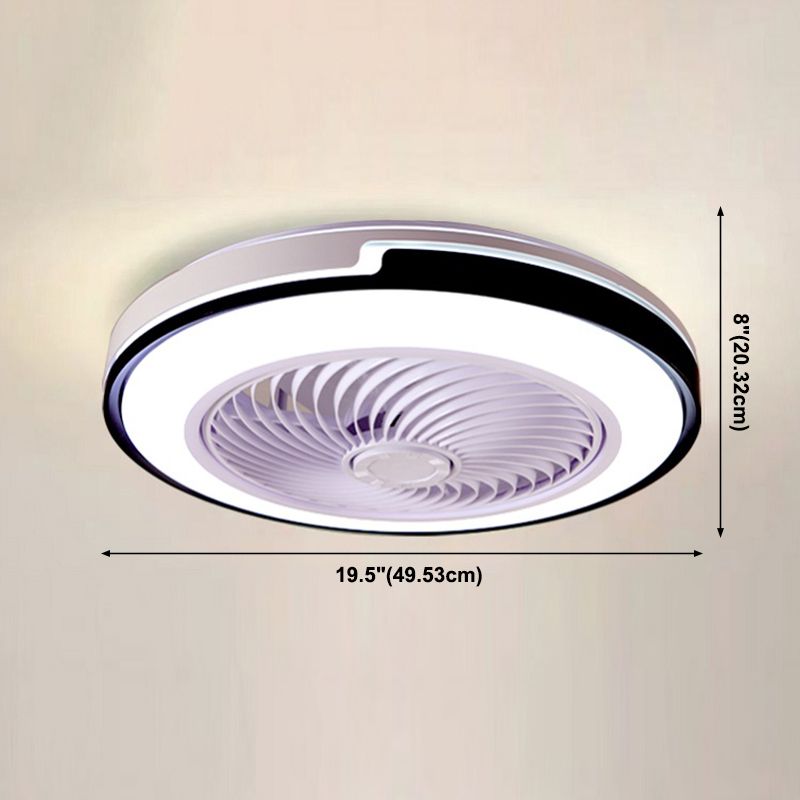 Round Fan Lamp Minimalist Acrylic Bedroom LED Semi-Flush Mount Ceiling Light