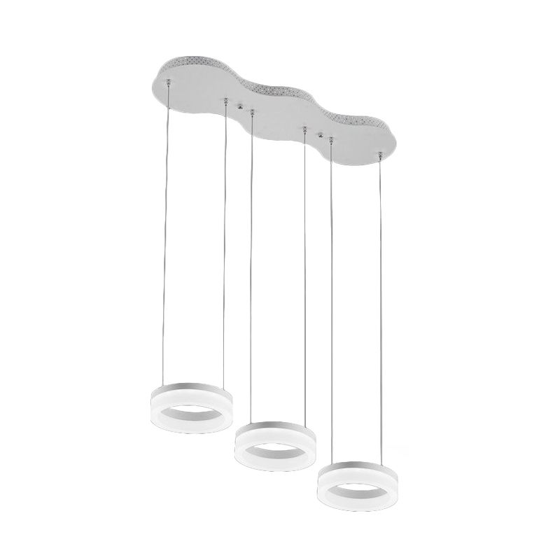 Aluminum Cluster Ring Pendant Simple Style White LED Suspended Lighting Fixture in Warm/White Light