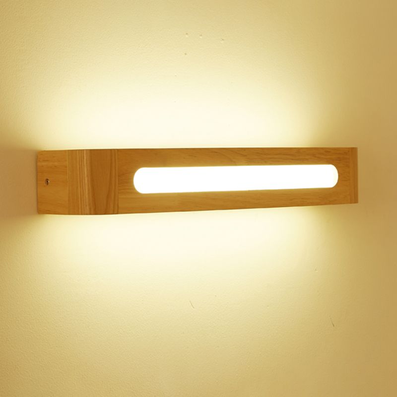 1 Light Rectangle Vanity Wall Lights Modern Style Wood Vanity Mirror Lights