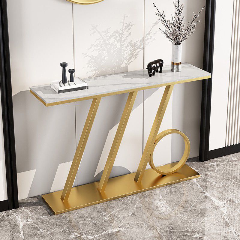 Scratch Resistant Glam Marble/metal Rectangle Console Table for Hall