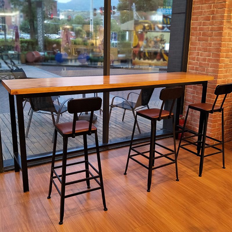 Indoor Natural Bistro Bar Table Rectangle Industrial Wood and Metal Bar Table