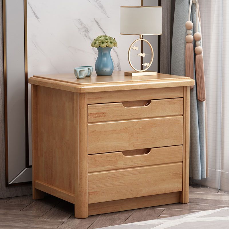 Solid Wood 2 Drawer Modern Night Table Drawer Storage Bed Nightstand