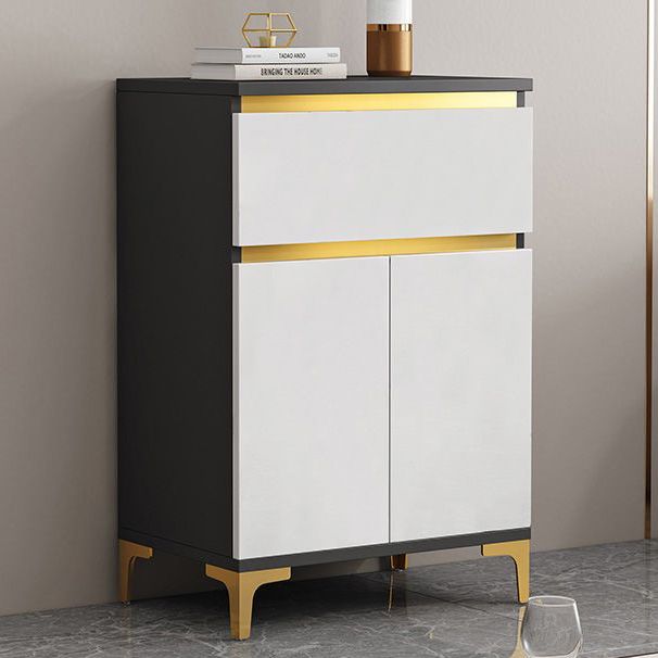 Modern Engineered Wood Sideboard White Server with Drawer for Living Room