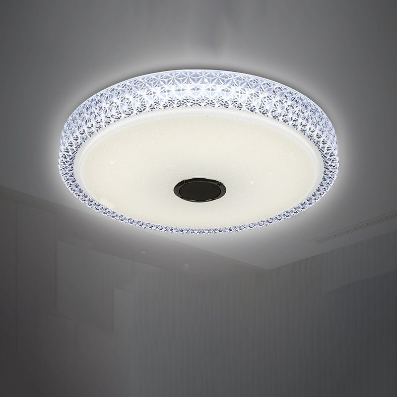 Acrylic Round Ceiling Mount Light Fixture Modern Bluetooth LED White Ceiling Light