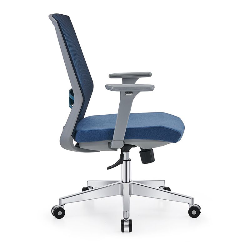 Modern Fixed Arms Desk Chair with Wheels Mid-Back Office Chair