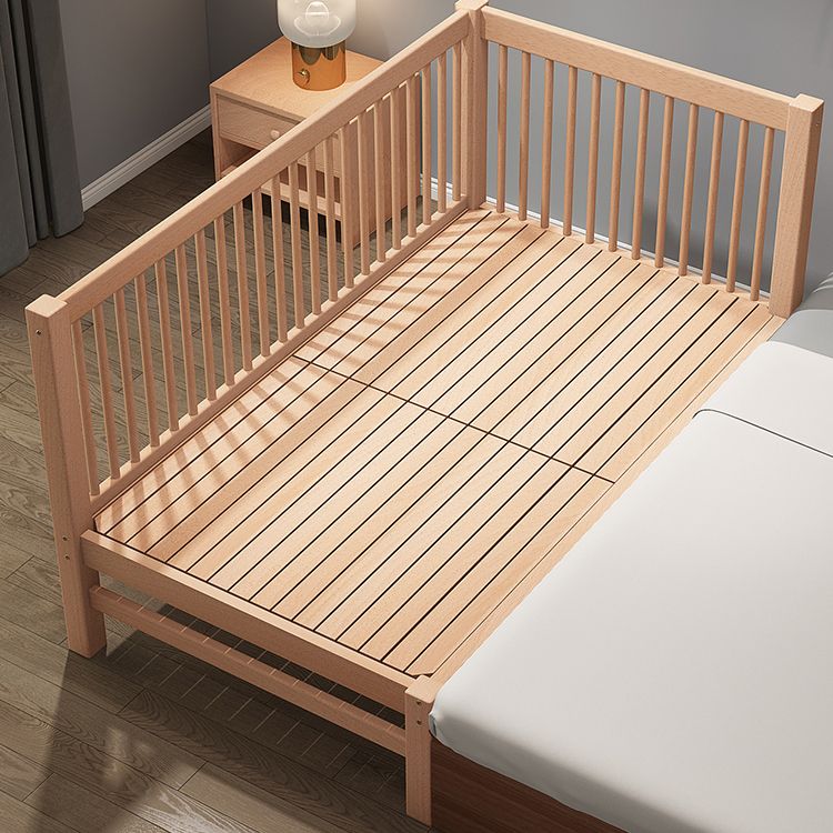 Solid Wood  Baby Crib Farmhouse Birch Nursery Bed with Guardrail