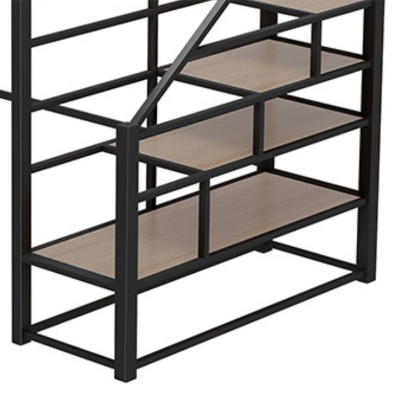 Contemporary Metal Loft Bed Wire-Grid Iron Bed Frame with Staircase