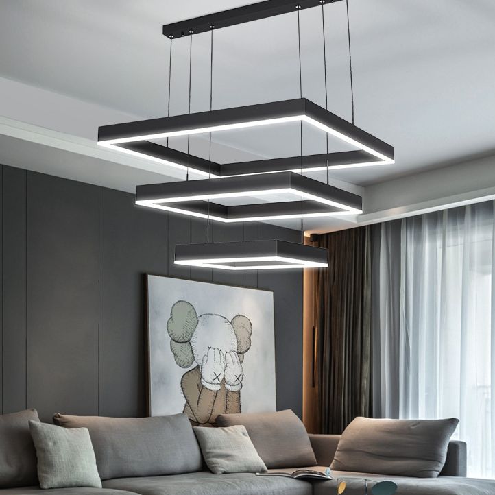 Modern Minimalist Style Squared Ceiling Pendant Light Acrylic Hanging Lamps for Living Room