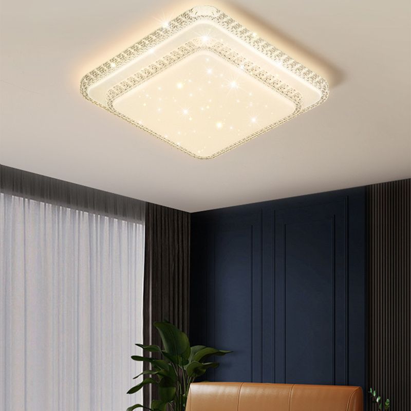 Modern Flush Light Acrylic Ceiling Lighting in White for Bedroom