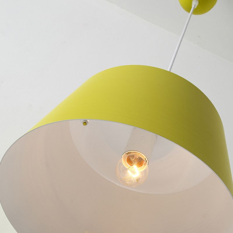 Macaron Tapered Pendant Lighting Fixture Metal Single-Bulb Cafe Ceiling Suspension Lamp