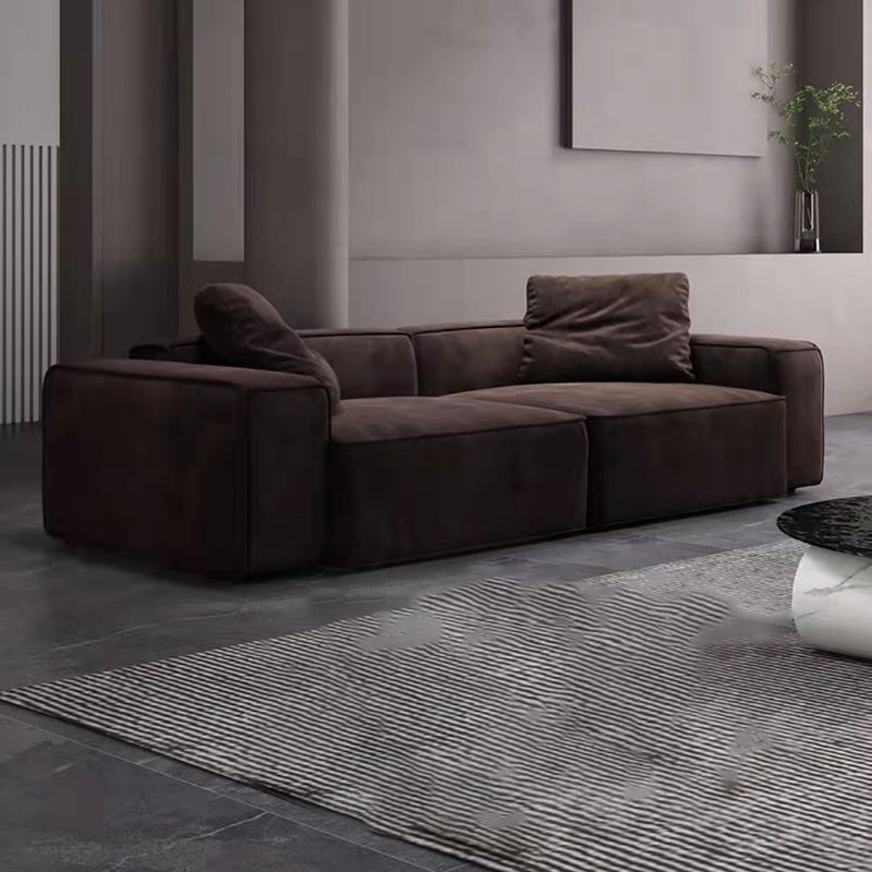 Zeitgenössisches kratzfestes Sofa 25,6 "H Stoff Enge Rückenquadrat -Armsofa, dunkelbraun