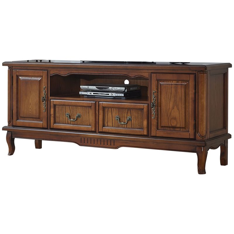 Solid Wood Home TV Stand Traditional TV Cabinet with Splayed Wooden Legs