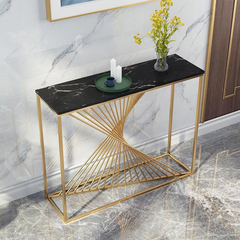 Glam Scratch Resistant Stain Resistant Rectangle Marble Frame Console