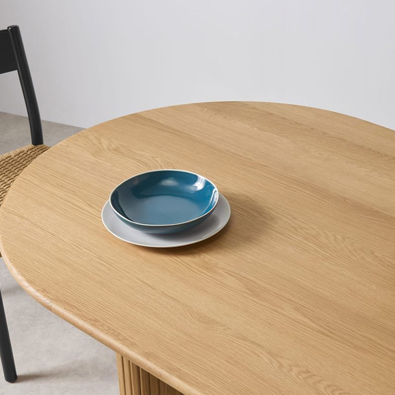 Modern Solid Wood Dining Table Oval Table with Double Pedestal