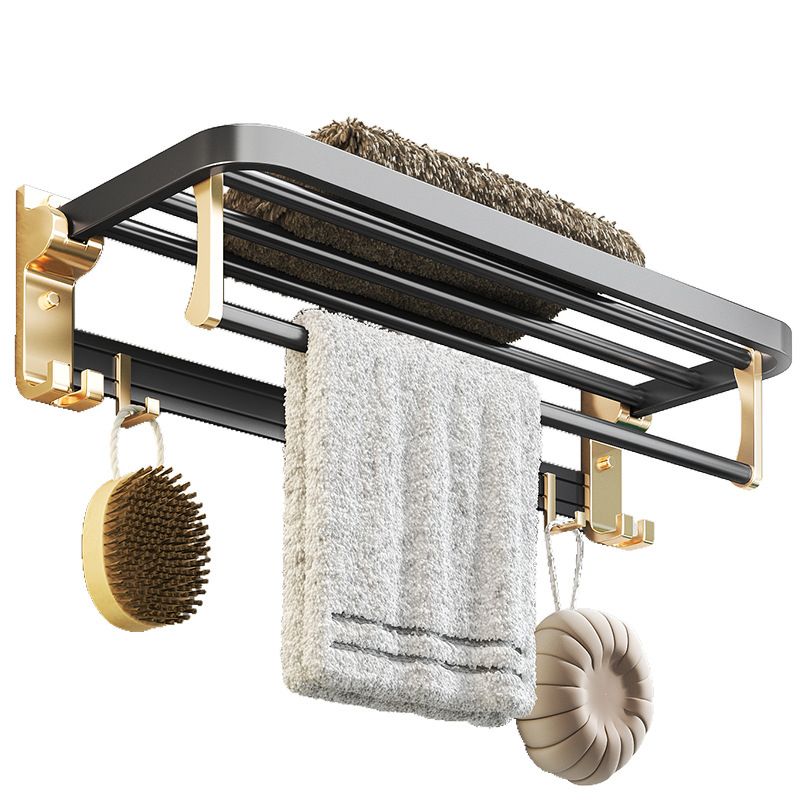 Modernism Bathroom Accessories Hardware Set Black & Golden Bath Shelf/Towel Bar