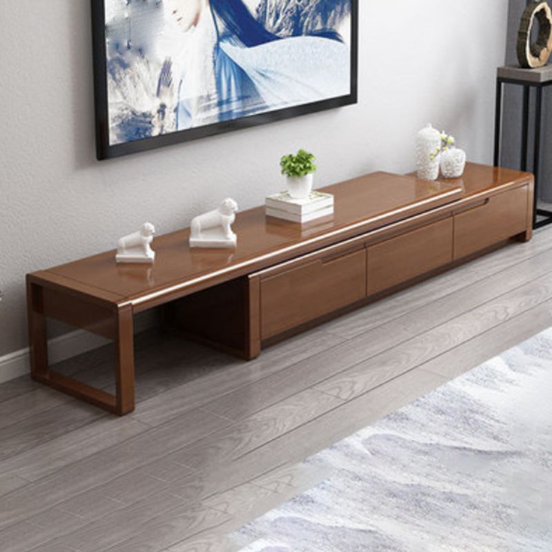 Rubberwood TV Stand Console Traditional TV Console with Drawers