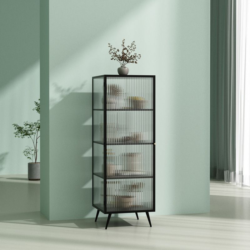 Industrial Curio Cabinet Metal Glass Doors Storage Cabinet for Bedroom