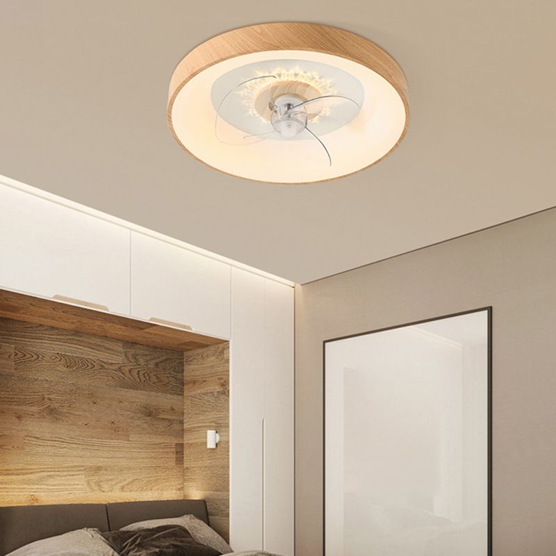 Modernism Single Beige Ceiling Fan Lamp LED Round Ceiling Fan Light