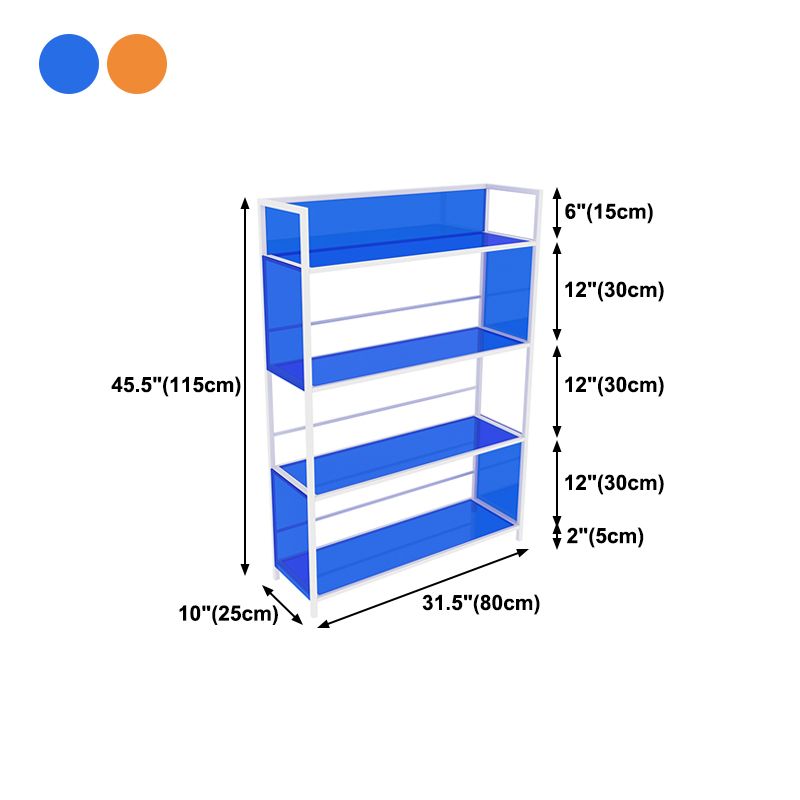 Acrylic Scandinavian Open Etagere Bookshelf with White Iron Frame