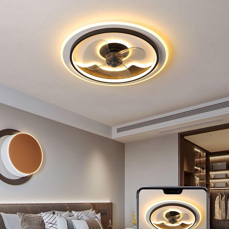 Round Modern Ceiling Fan Mount Metal and Acrylic LED Fan Ceiling Light